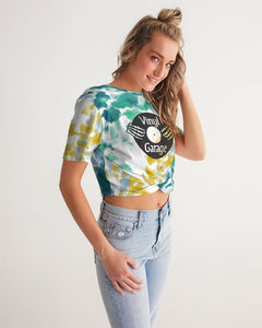 Women's Twist-Front Cropped Tee - Multi-Colour