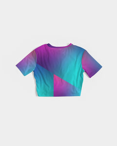 Women's Classic Twist-Front Cropped Tee - Rainbow Abstract