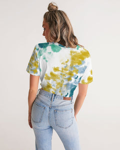 Women's Twist-Front Cropped Tee - Multi-Colour